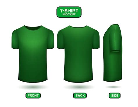 Premium Vector | Plain green tshirt design with front back and side views 3d style tshirt mockup ...