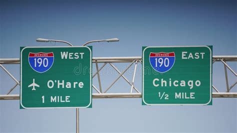 Interstate 190 Road Signs Near Chicago O`Hare Airport img