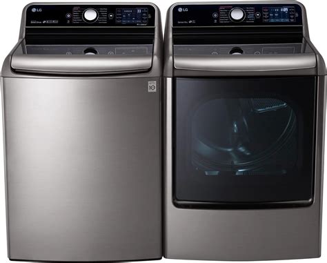 LG LGWADRGV32 Side-by-Side Washer & Dryer Set with Top Load Washer and Gas Dryer in Graphite Steel