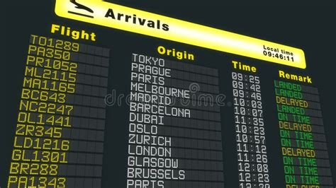 Airport Table Arrivals Schedule, International Flights Refresh ...