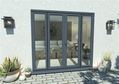 2400mm Open Out Grey Aluminium French Doors (1200mm Doors + 2 x 600mm Sidelights) at Vivid Doors