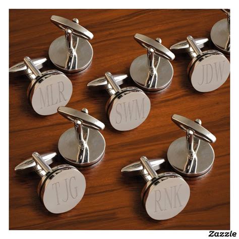 Set Of 5 Engraved Monogram Pinstripe Cufflinks | Groomsmen cufflinks ...