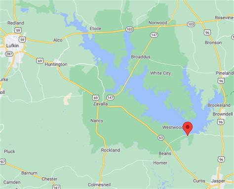 Sam Rayburn Reservoir in East Texas, lake location, fishing, lake water level, map, links and ...