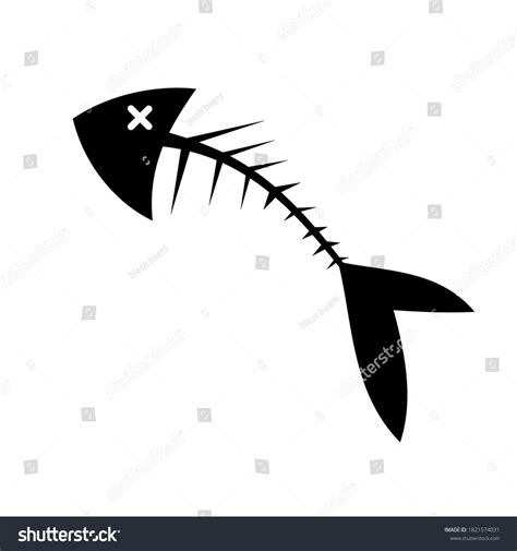 Fishbone Silhouette On White Background Stock Vector (Royalty Free ...