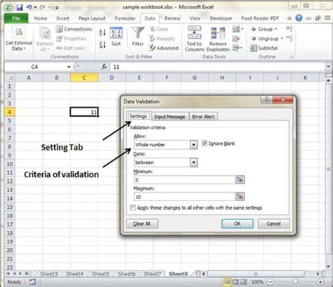 Data Validation in Excel 2010