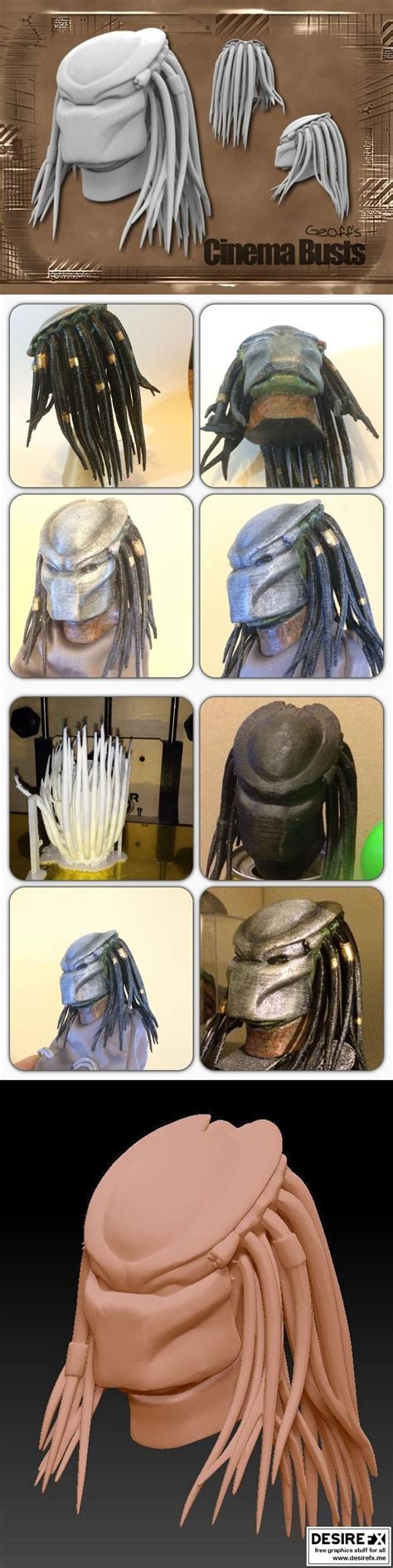 Desire FX 3d models | Predator Bust With Hair