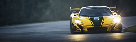 yellow super car McLaren P1 GTR race tracks #car dual monitors multiple ...