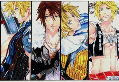 Cloud, Squall, Tidus and Vaan! Fan Art. Unknown source. | Gefällt