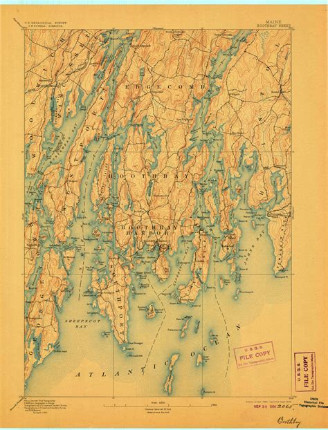 Boothbay, Maine 1893 (1906) USGS Old Topo Map 15x15 Quad - OLD MAPS