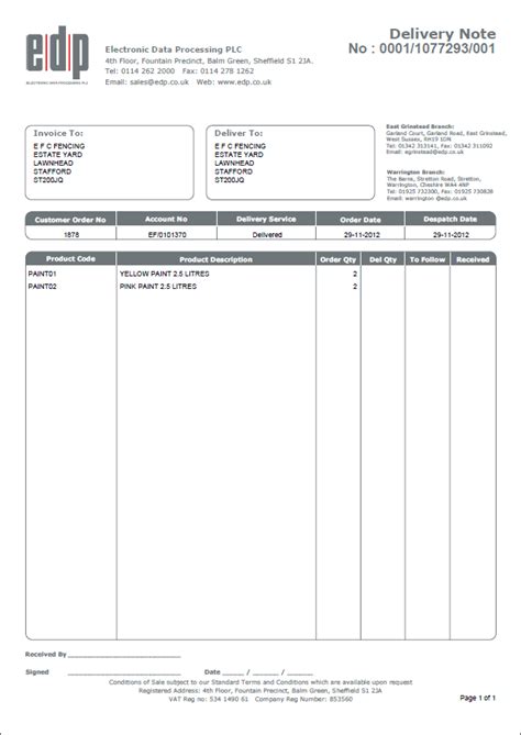 Printing A Despatch Note Manually