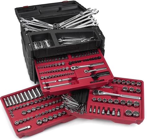 289 Piece Mechanics Tool Set Wrenches Sockets Kit 3-Drawer Lift Top ...