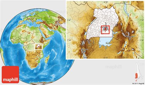 Physical Location Map of Mukono, highlighted country, highlighted ...