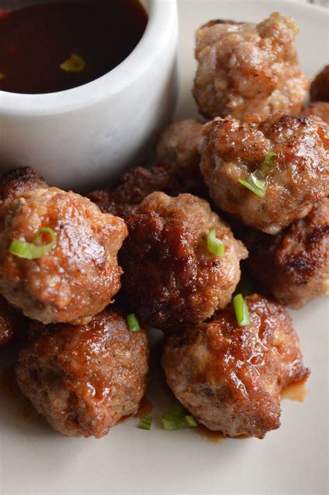 Easy way to serve meatballs. Chinese Pork meatballs: Char Seiw like charring on the edges with ...