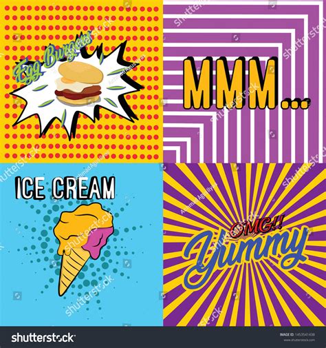 Collection Vector Food Pop Art Style Stock Vector (Royalty Free ...