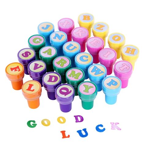 26pcs Children Script Number Self Ink Alphabet Letter Decoration Rubber ...