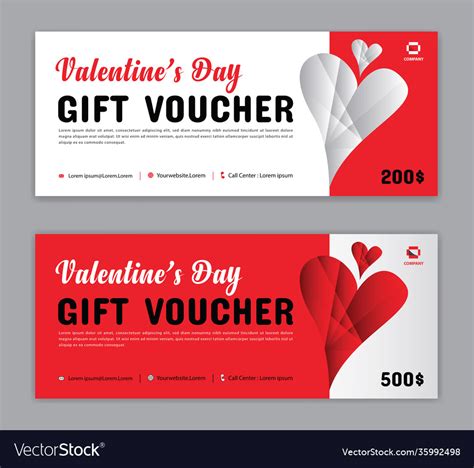 Valentines day gift voucher template-coupon Vector Image