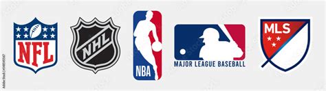 Official logos of major USA sports leagues. Logo of the top 5 American ...