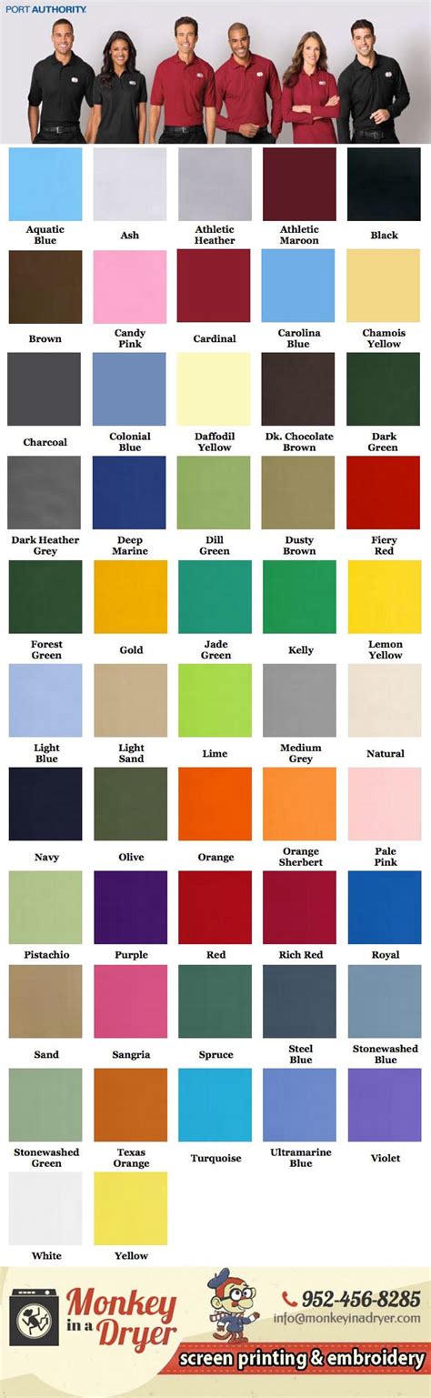 T Shirt Color Chart | vlr.eng.br