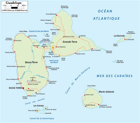 Detailed Clear Large Map of Guadeloupe - Ezilon Maps