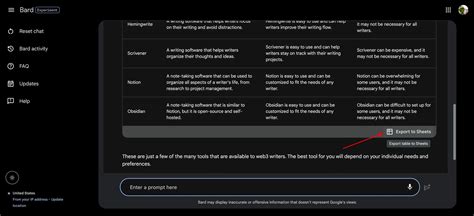 Google Bard AI improved for coding tasks and now can export tables to Google Sheets