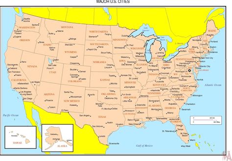 United States Map With Major Cities Printable