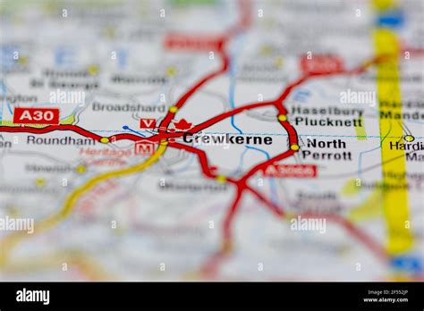 Crewkerne Shown on a Geography map or road map Stock Photo - Alamy