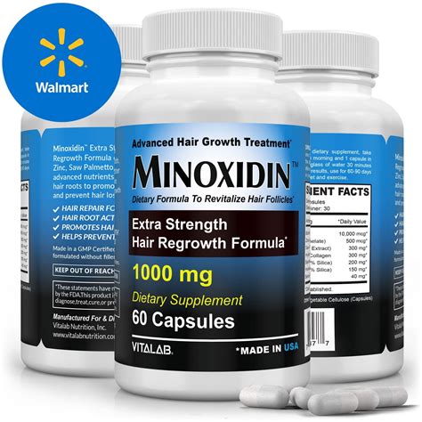 Extra Strength Minoxidin Hair Growth Supplement - 1000mg, 60 Pilules ...