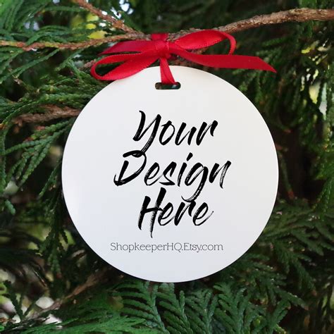 Round Aluminum Christmas Ornament Mockup JPEG Image digital | Etsy