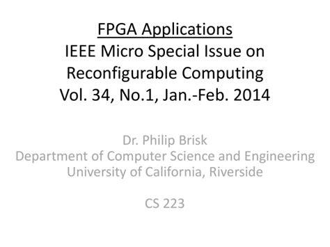 10-FPGA Applications - Computer Science and Engineering