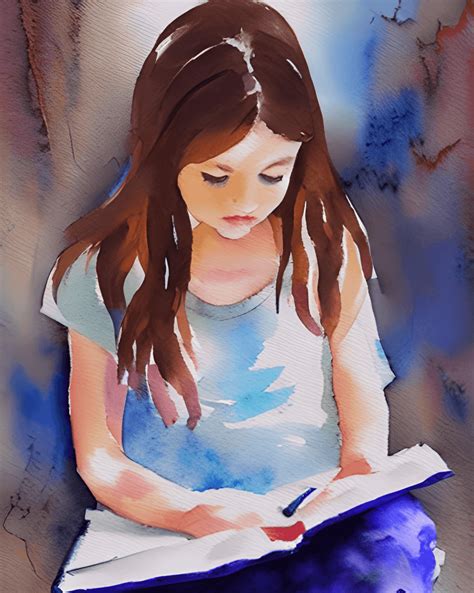 Girl Reading in Watercolor · Creative Fabrica