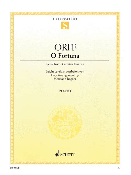 O Fortuna From Carmina Burana By Carl Orff (1895-1982) - Single Sheet Sheet Music For Piano ...