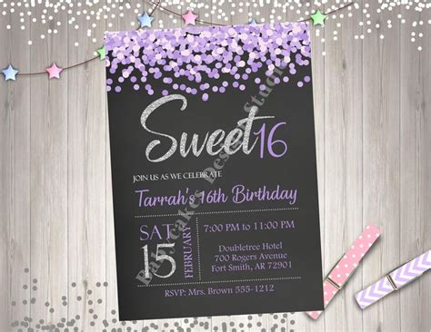 Sweet 16 Birthday Party Invitation Invite Digital Printable | Etsy ...