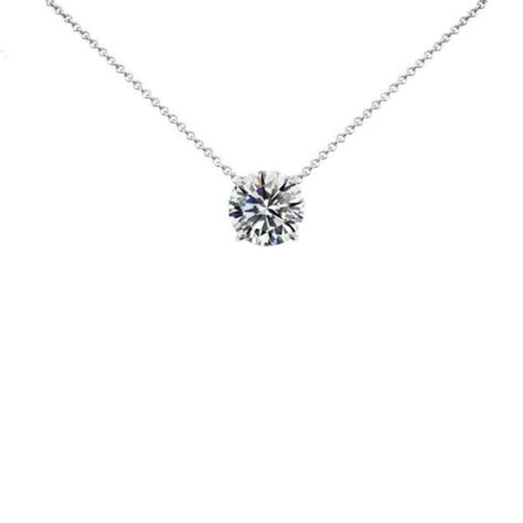 2 Carat Round Diamond Solitaire Necklace 14k White Gold