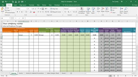 Salary Increase Template Excel, Compensation Metrics Calculations