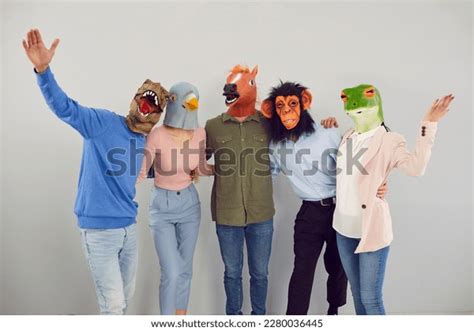 Group Funny Amusing Friends Pose Various Stock Photo 2280036445 ...