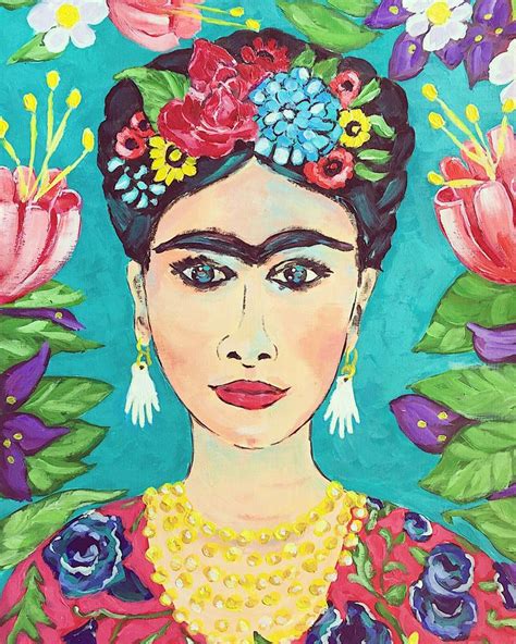 Frida Kahlo Portrait Painting Original Frida Flowers Wall Art | Etsy | Kahlo paintings, Mexican ...