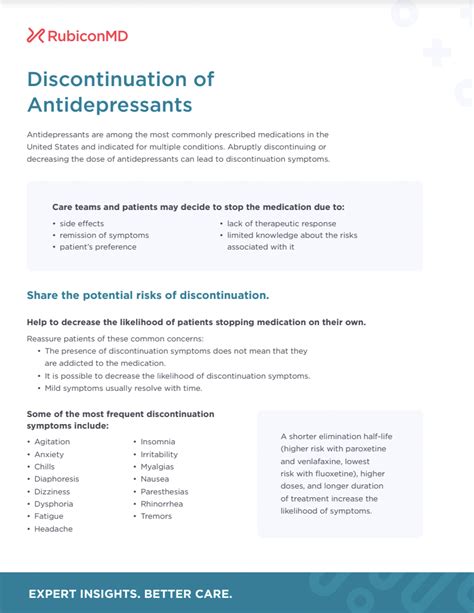 Discontinuation of Antidepressants | SSRI Withdrawal Symptoms