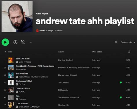 Made a playlist of songs Andrew Tate would probably listen to. : r/196