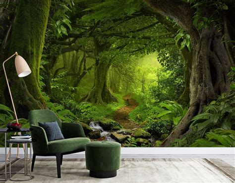 Realistic Forest Wallpaper Peel and Stick Jungle Wall Mural - Etsy