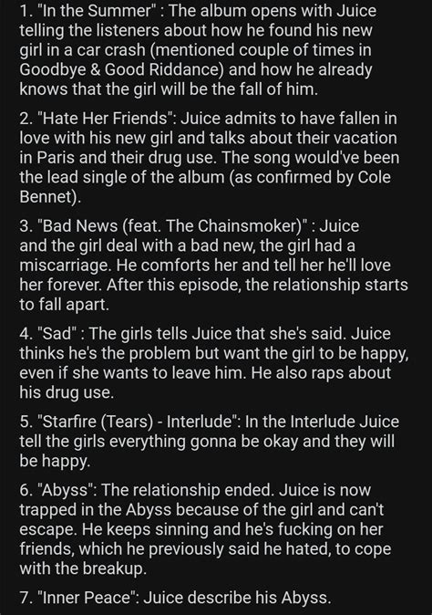 Lost in the Abyss - Tracklist and Album Concept : r/JuiceWRLD