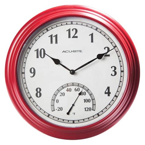 AcuRite Analog Outdoor Red Clock in the Thermometer Clocks department ...