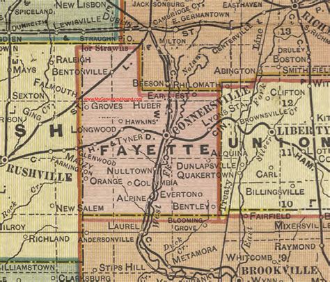 Fayette County, Indiana, 1908 Map, Connersville