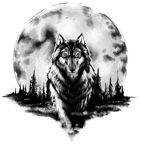 Wolf And Moon Drawing at PaintingValley.com | Explore collection of Wolf And Moon Drawing