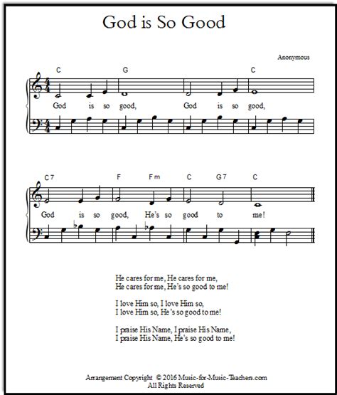 God is Good Lyrics and Sheet Music