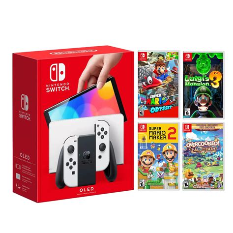Nintendo Switch OLED Model White Joy Con 64GB Console HD Screen & LAN-Port Dock with Multiplayer ...