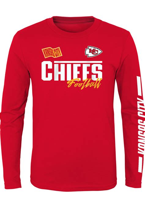 Kansas City Chiefs Youth RED Race Time Long Sleeve Tee