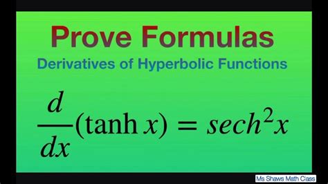 Prove derivative of tanh x = sech^2 x using definitions of hyperbolic functions - YouTube