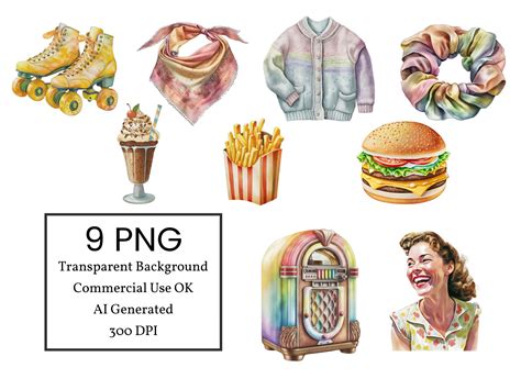 9 Retro Diner Clipart Variety Bundle, Commercial Use Allowed, Digital ...