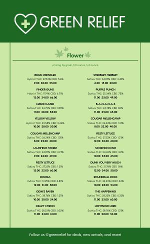 Cannabis Dispensary Menu