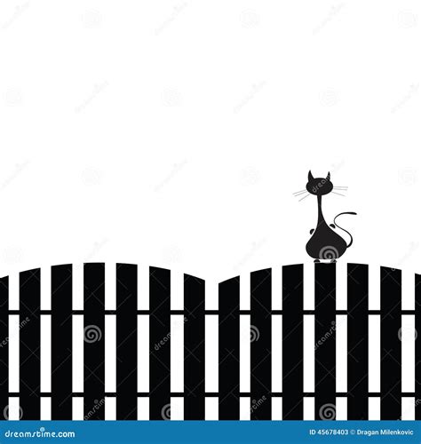 Cat on the fence silhouette